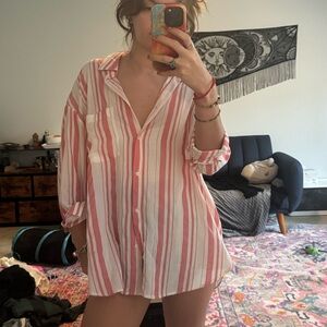 H&M Pink and White Striped Blouse